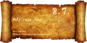 Mánya Tea névjegykártya